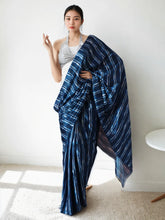 Chinon Digital Print Ready To Wear Saree With Blouse Piece-MWB-VP5034-BLUE